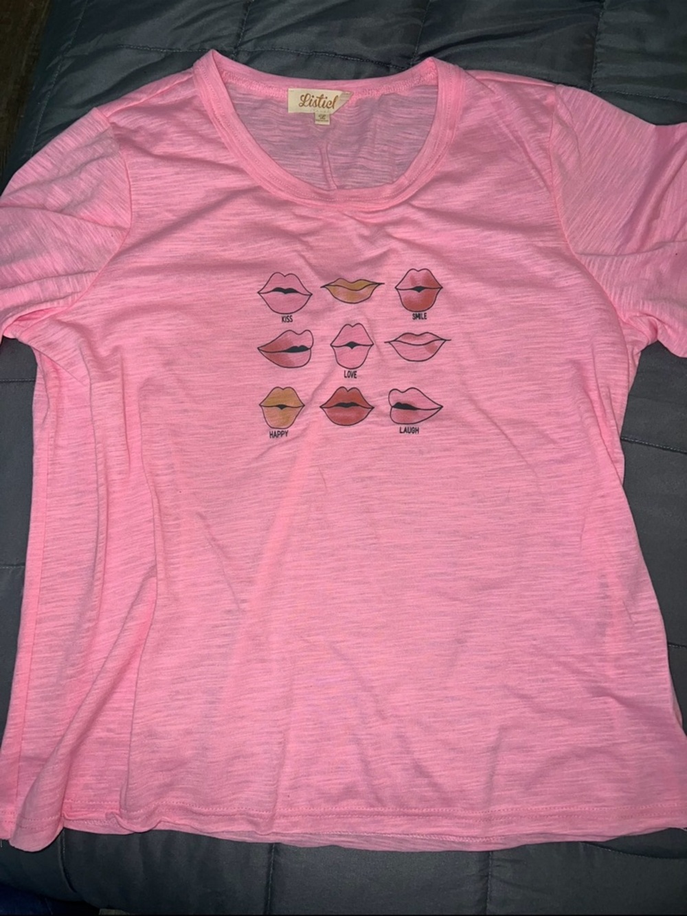 Listicle Pink V-Neck Tee with Subtle Texture
